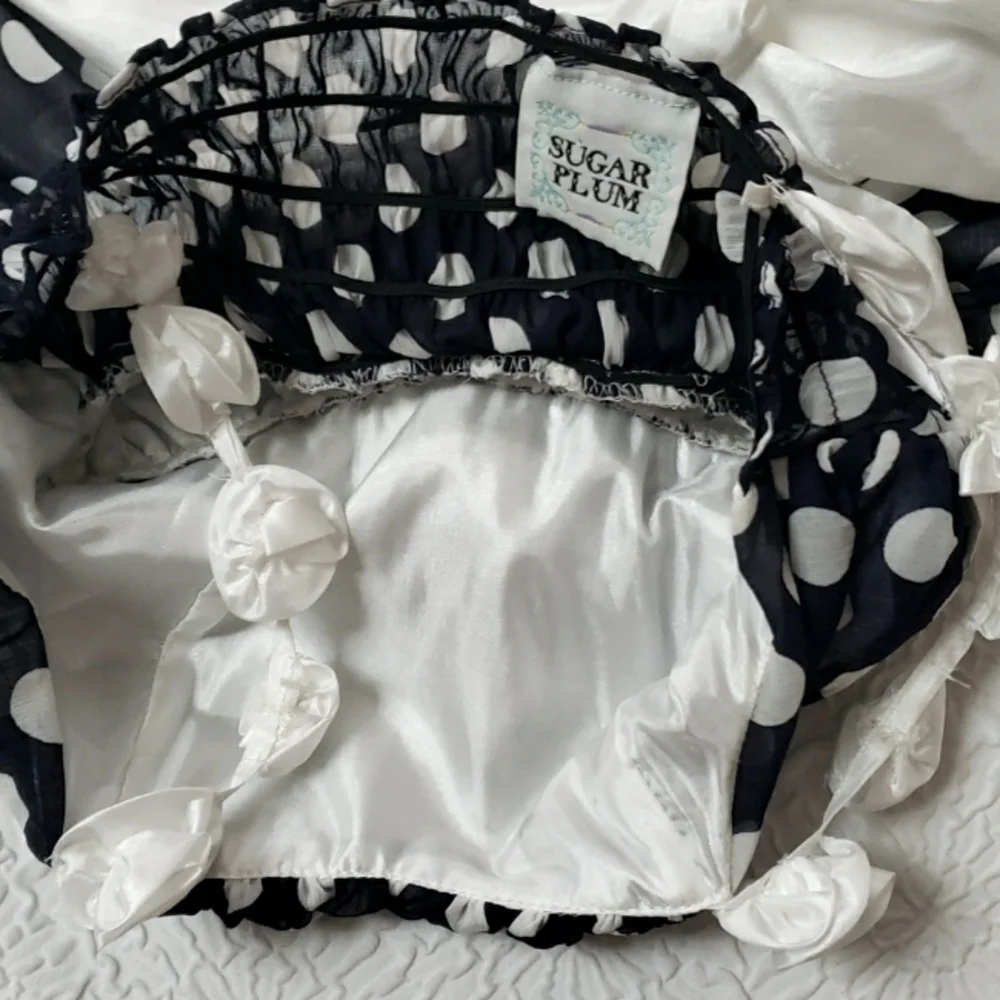 Sugar Plum Girls Polka Dot White Flower Strap Kids Dress Size 8